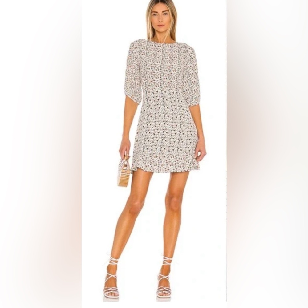 Faithfull the Brand Sidonie Mini Dress Aurelia Off White Chestnut Floral Print 4